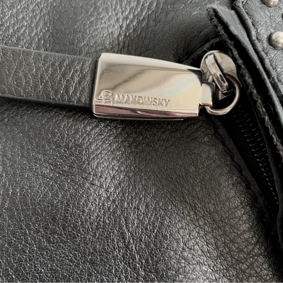 B. Makowsky Black Leather Shoulder Bag - Picture 9 of 15